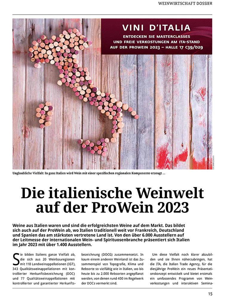 Die italienische Weinwelt  auf der ProWein 2023